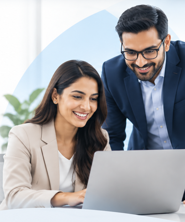 Employer and employee collaborating on Emerald Ekam